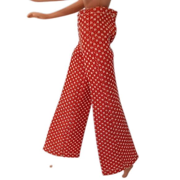 Vintage 70s Barbie Clone Doll Pants Trousers Red White Polka Dot Polyester Flare - Picture 2 of 15